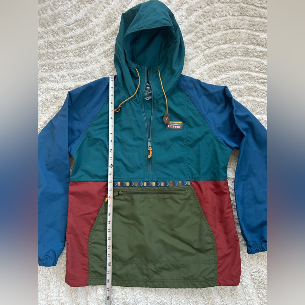 L.L. Bean Teal, Blue, Olive & Burgundy Colorblock Pullover Anorak - Picture 4 of 7